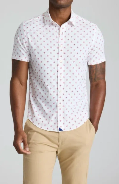Untuckit Truesdale Floral Short Sleeve Performance Button-up Shirt In White