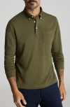 Untuckit Vargas Long Sleeve Cotton Polo In Green