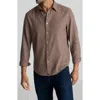 Untuckit Veneto Regular Fit Textured Wrinkle Free Cotton Button-down Shirt In Brown