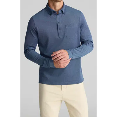 Untuckit Wadsworth Long Sleeve Cotton Polo In Navy Blazer