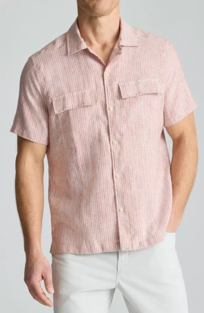 Untuckit Wrinkle Resistant Linen Camp Shirt In Pink