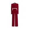 Unum Diem Cropped Blazer & Flared Trouser - Matching Set, Cherry Red In Red