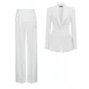 Unum Diem Oversized Blazer & Flared Trouser - Matching Set, White In White