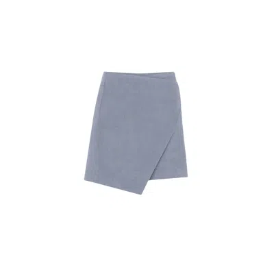 Unum Diem Women's Asymmetric Mini Skirt - Steel Blue