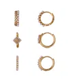 Unwritten 14k Gold Flash Plated Cubic Zirconia And White Imitation Pearl Hoop 6-piece Earring Set In Gold