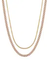 Unwritten 14k Gold Flash-plated Light Pink Enamel Curb Chain And Herringbone Chain Necklace Set In Gold