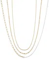 Unwritten 14k Gold Flash Plated White Enamel Paperclip Herringbone Chain Layered Necklaces, 3 Piece Set In Gold
