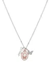 Unwritten 14k Rose Gold Plated Heart And Butterfly, Cubic Zirconia Butterfly And Silver Plated Sister Pendant In Silver