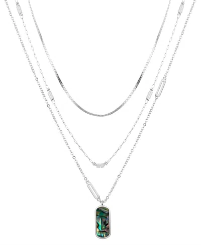 Unwritten Abalone Tag Herringbone Layered Necklace Set In No Color