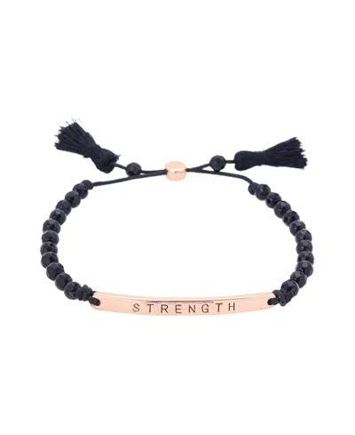 Unwritten Black Agate Strength Beaded Bracelet In Gold