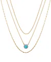 Unwritten Blue Cubic Zirconia And Blue Enamel Pendant Layered Necklace Set In Gold