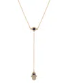Unwritten Blue Cubic Zirconia Evil Eye And Hamsa Y-necklace In Gold