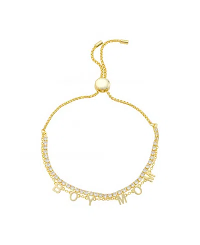Unwritten "boy Mom" Cubic Zirconia Chain Double Strand Bolo Bracelet In Gold
