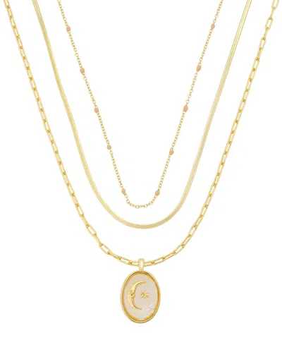 Unwritten Celestial Moon Trio Necklace Set In Gold