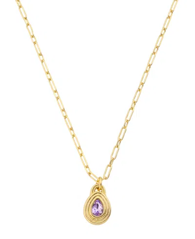 Unwritten Crystal 14k Gold-plated Birthstone Pendant Necklace In Gold,amethyst