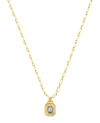 Unwritten Crystal 14k Gold-plated Birthstone Pendant Necklace In Gold,aquamarine