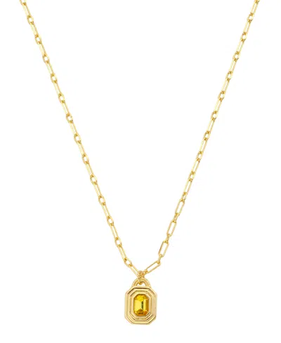 Unwritten Crystal 14k Gold-plated Birthstone Pendant Necklace In Gold,citrine