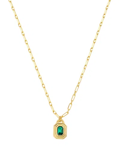 Unwritten Crystal 14k Gold-plated Birthstone Pendant Necklace In Gold,emerald