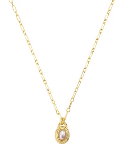 Unwritten Crystal 14k Gold-plated Birthstone Pendant Necklace In Gold,imitation Pearl
