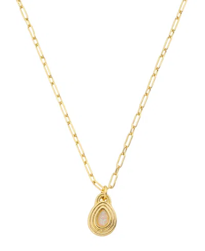 Unwritten Crystal 14k Gold-plated Birthstone Pendant Necklace In Gold,opal