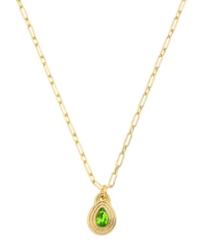 Unwritten Crystal 14k Gold-plated Birthstone Pendant Necklace In Gold,peridot