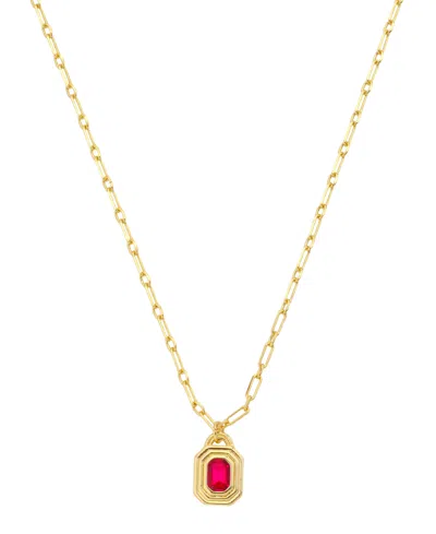 Unwritten Crystal 14k Gold-plated Birthstone Pendant Necklace In Gold,ruby