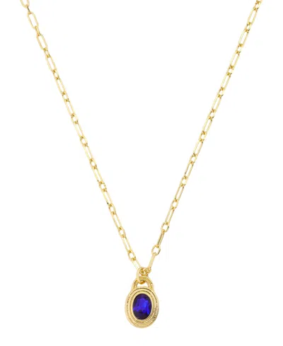 Unwritten Crystal 14k Gold-plated Birthstone Pendant Necklace In Gold,sapphire