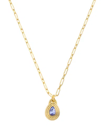 Unwritten Crystal 14k Gold-plated Birthstone Pendant Necklace In Gold,tanzanite