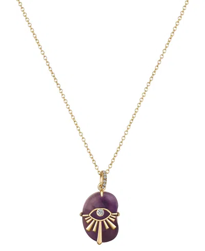 Unwritten Crystal Amethyst Evil Eye Pendant Necklace In Gold