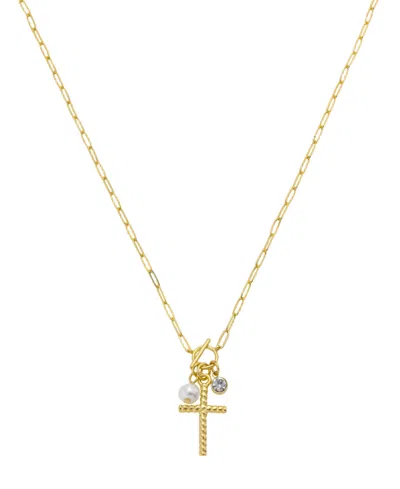 Unwritten Crystal Cross Charm Necklace In Gold