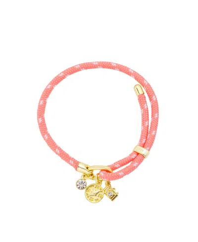 Unwritten Crystal Gold-tone Plated Charm Bracelet With Adjustable Cord In Red