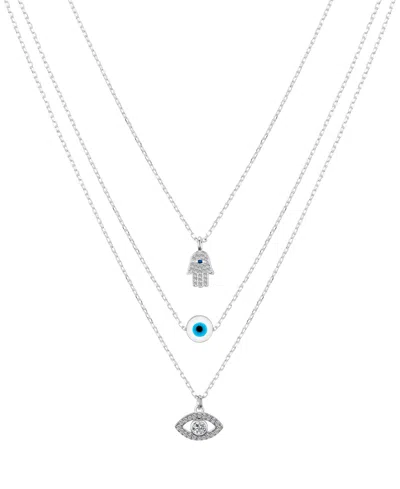 Unwritten Crystal Hamsa And Evil Eye Layered Necklace Set In No Color