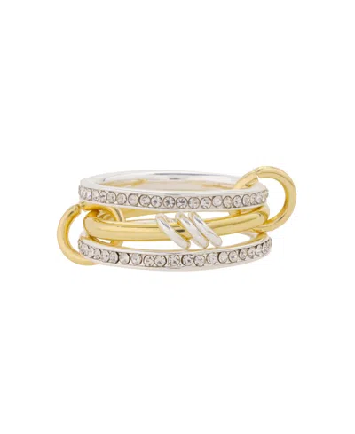 Unwritten Crystal Silver-plated Trio Stacking Ring In Gold