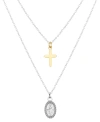 UNWRITTEN CRYSTAL VIRGIN MARY AND 14K GOLD PLATED CROSS NECKLACE SET