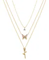 UNWRITTEN CUBIC ZIRCONIA ABALONE BUTTTERFLY ROSE LAYERED NECKLACE SET