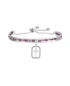 Unwritten Cubic Zirconia Amethyst Cross Cuff Bangle Bracelet In Silver