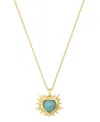 Unwritten Cubic Zirconia And Amazonite Stone Heart Pendant Necklace In Gold