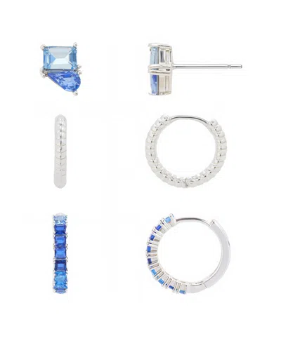 Unwritten Cubic Zirconia And Crystal Earring Trio Set In Silver