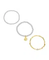 Unwritten Cubic Zirconia And Crystal Fireball Evil Eye Beaded Stretch Bracelet Set In Two Tone