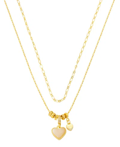 Unwritten Cubic Zirconia And Crystal Gold-plated Heart Charm Layered Necklace Set