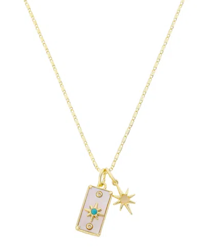 Unwritten Cubic Zirconia And Mother Of Pearl Celestial Cluster Charm Pendant Necklace In Gold