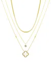 Unwritten Cubic Zirconia And Mother Of Pearl Clover Necklace Set In Gold