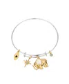 Unwritten Cubic Zirconia And Mother Of Pearl Elephant Bangle Bracelet In Two Tone