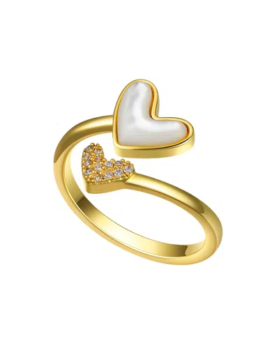 Unwritten Cubic Zirconia And Mother Of Pearl Heart Bypass Ring In Gold