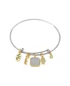 Unwritten Cubic Zirconia And Mother Of Pearl Protect Charm Bangle Bracelet In Multi