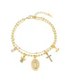 Unwritten Cubic Zirconia And Mother Of Pearl Virgin Mary Angel Cross Dove Bracelet In Gold