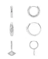 Unwritten Cubic Zirconia And Opal Evil Eye Hoop Trio Earring Set