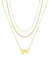 Unwritten Cubic Zirconia Bow Layered Necklace Set In Gold