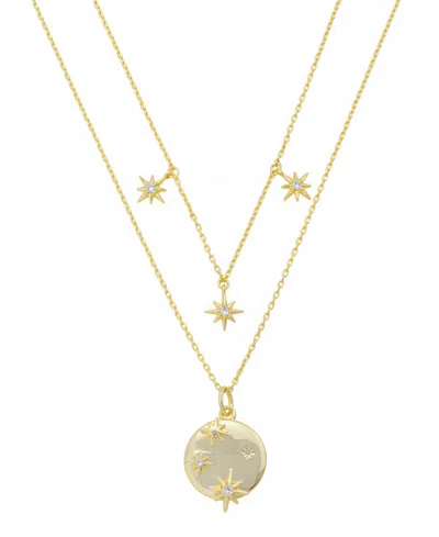 Unwritten Cubic Zirconia Celestial Pendant Layered Necklace Set In Gold