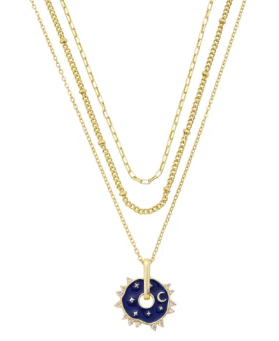 Unwritten Cubic Zirconia Celestial Pendant Trio Necklace Set In Gold